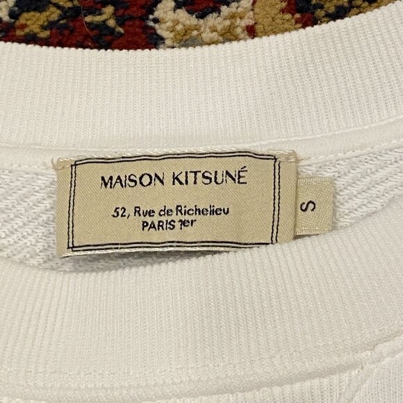 Maison Kitsuné Unisex Chillax Fox Patch Classic Sweatshirt Ecru White - Picture 4 of 5